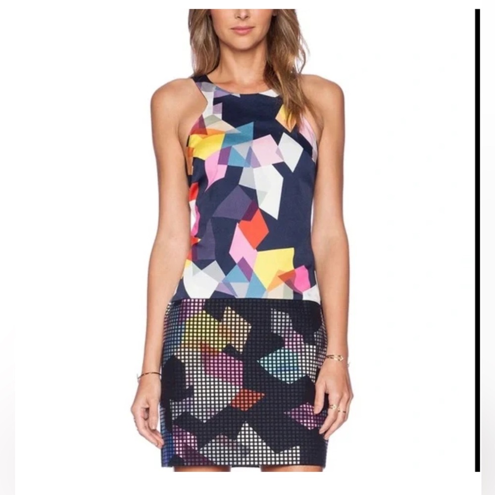 Trina Turk Aptos Multicolor Sleeveless Geometric Print Zip Up Back Dress Size 6